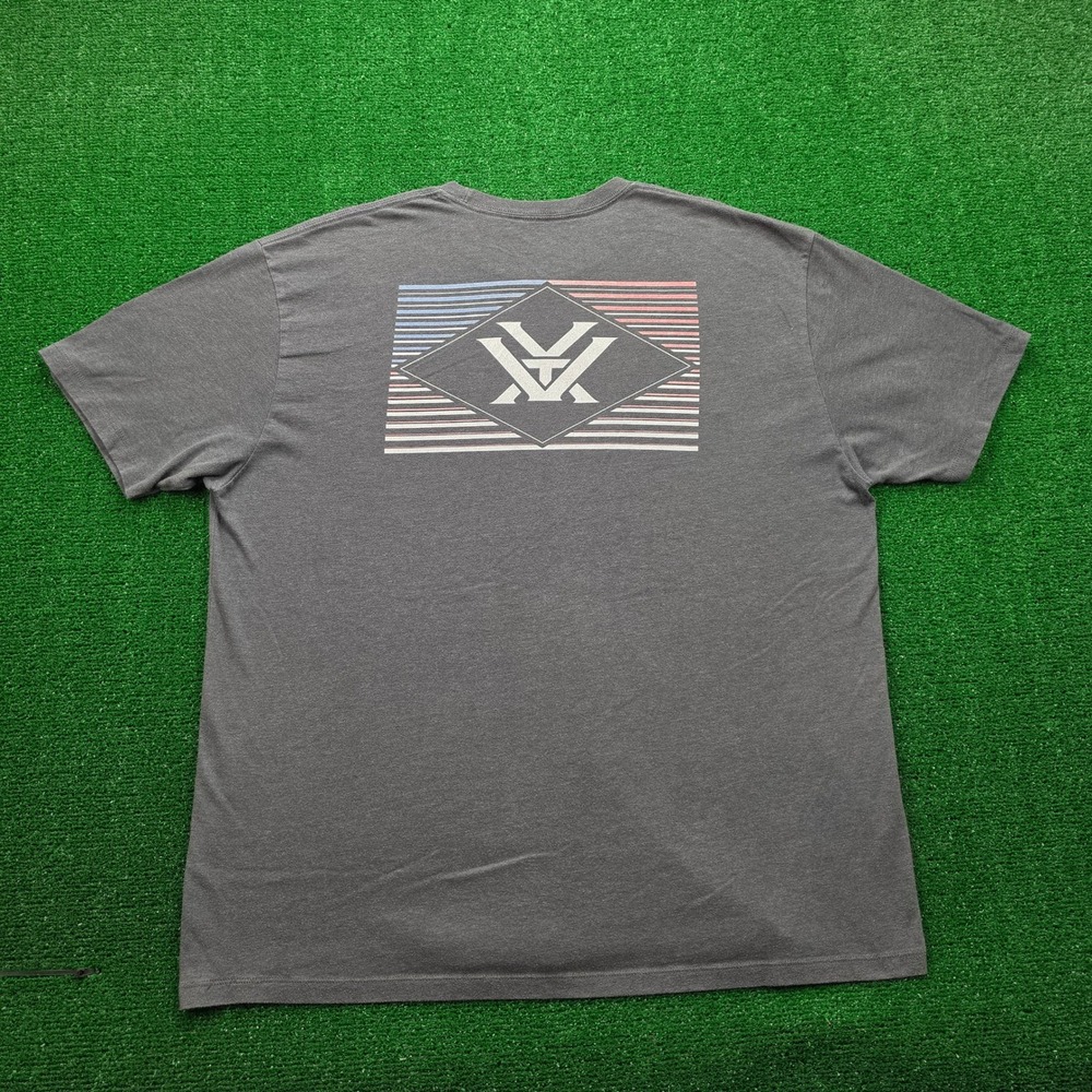 Vortex Optics American Flag Logo Graphic Tshirt Mens 2XL Gray‎ Short Sleeve